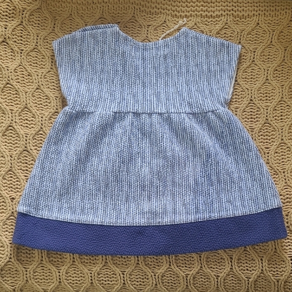 Zara Baby Blue & White Striped Seersucker Knit Dress - Size 3-6 Months - Picture 3 of 8